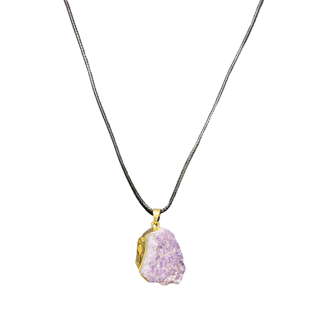 Large Amethyst Druzy with gold film wrapped back.