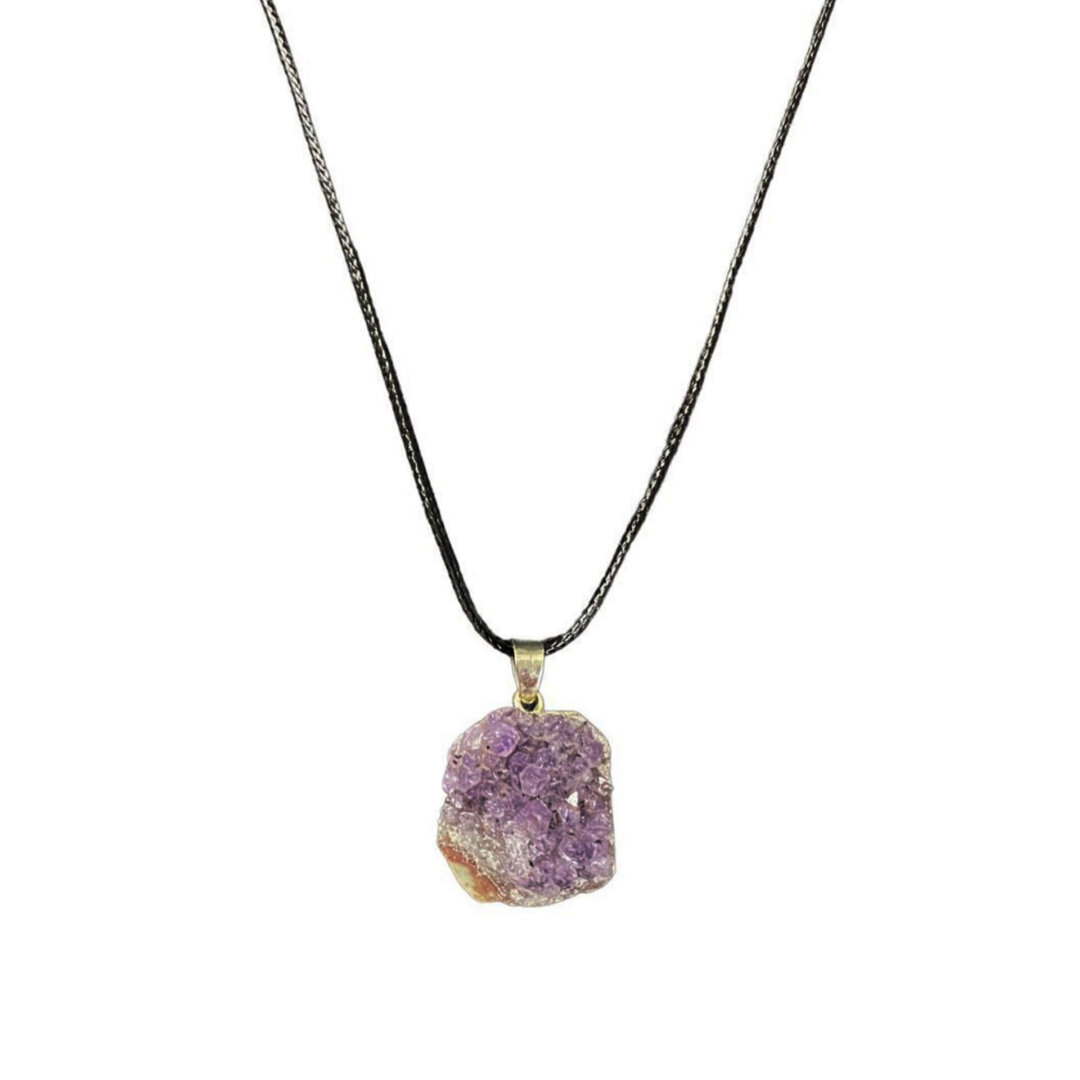 Amethyst Druzy With Silver Back Necklace